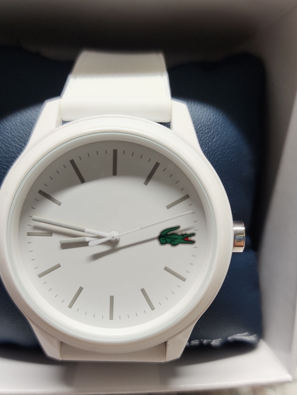 Lacoste White Men's Watch with Green Crocodile Logo